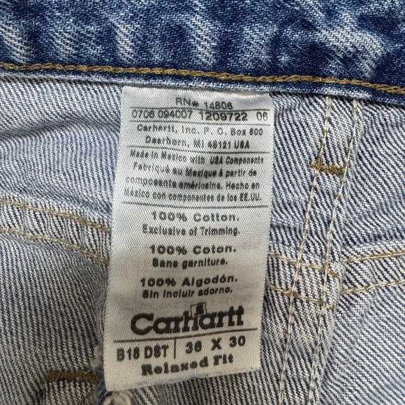 Carhartt Vintage Mens Blue Denim Work Jeans Size 36x30 Act (36x29) Distressed - Picture 4 of 4